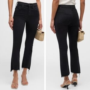 Mother The Insider Crop Step Fray Jeans In Not Guilty Black Wash
